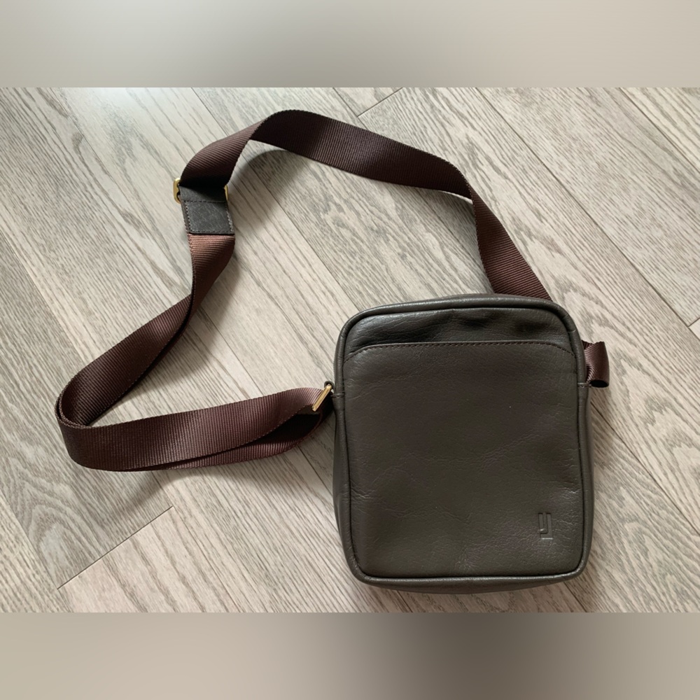 NWOT JAFFERJEES Men Brown Real leather crossbody Bag